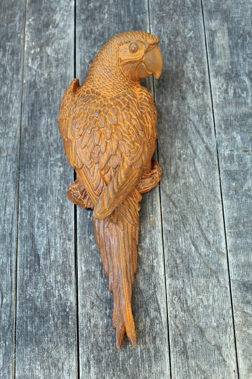 Gartenfigur Papagei Edelrost Wanddeko 28cm