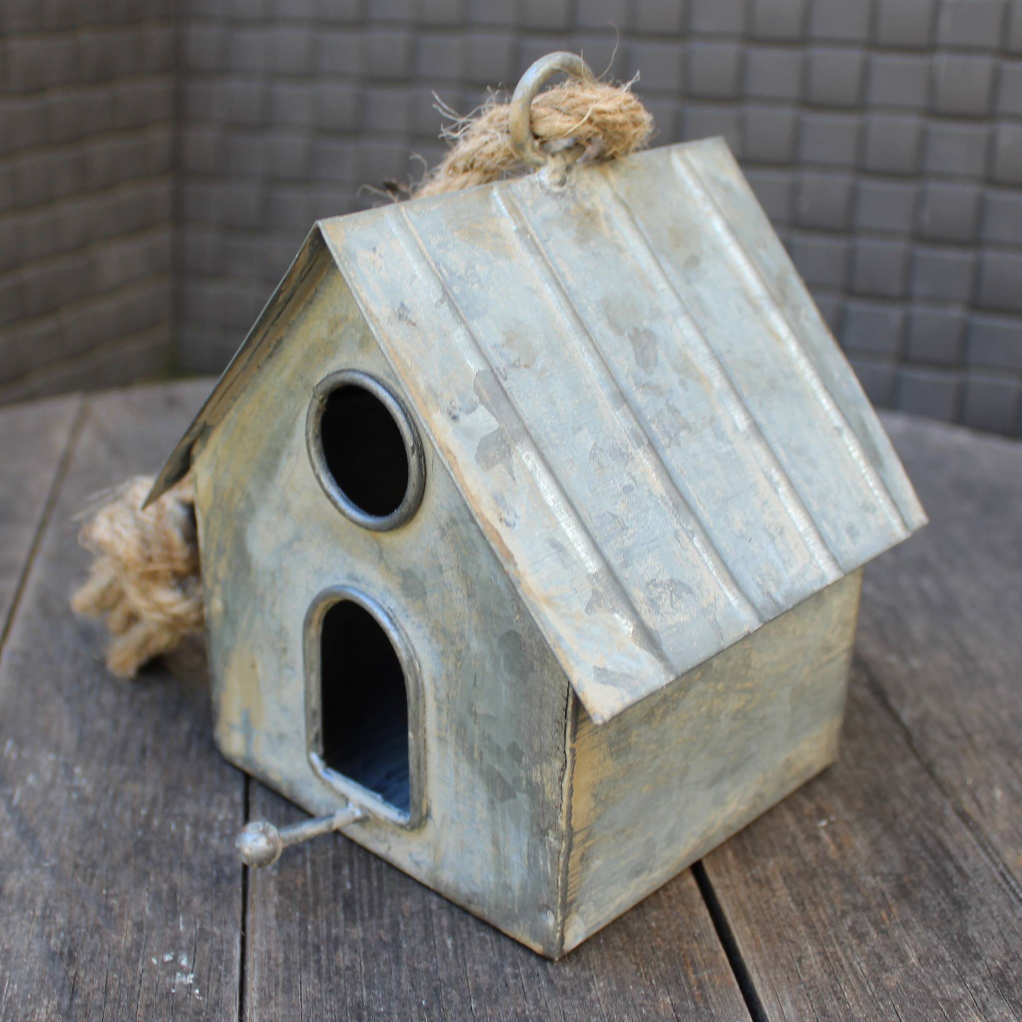 Zink Vogelhaus Rustikal Vintage-Stil H12 cm
