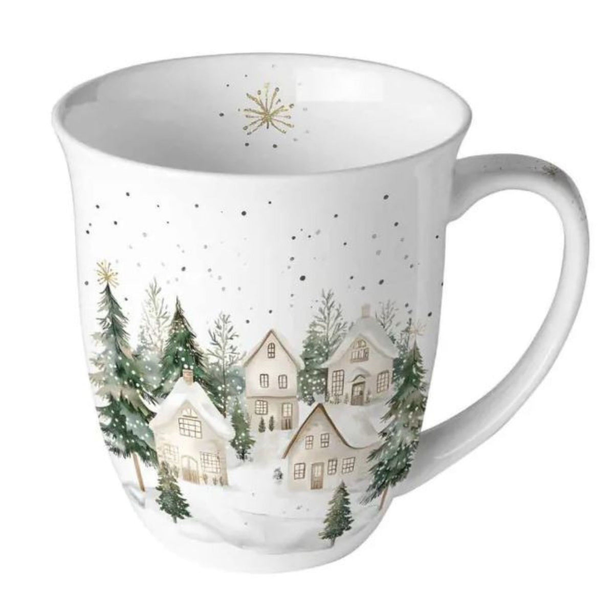 Porzellan Tasse Schnee Häuser Landhausstil 0,4L
