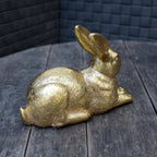 Dekofigur Hase liegend Gold-Optik Antik-Stil 14 cm