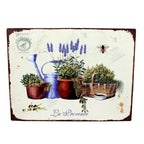 Shabby Blechschild Lavendel Gießkanne Blumentopf