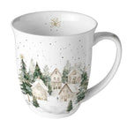 Porzellan Tasse Schnee Häuser Landhausstil 0,4L