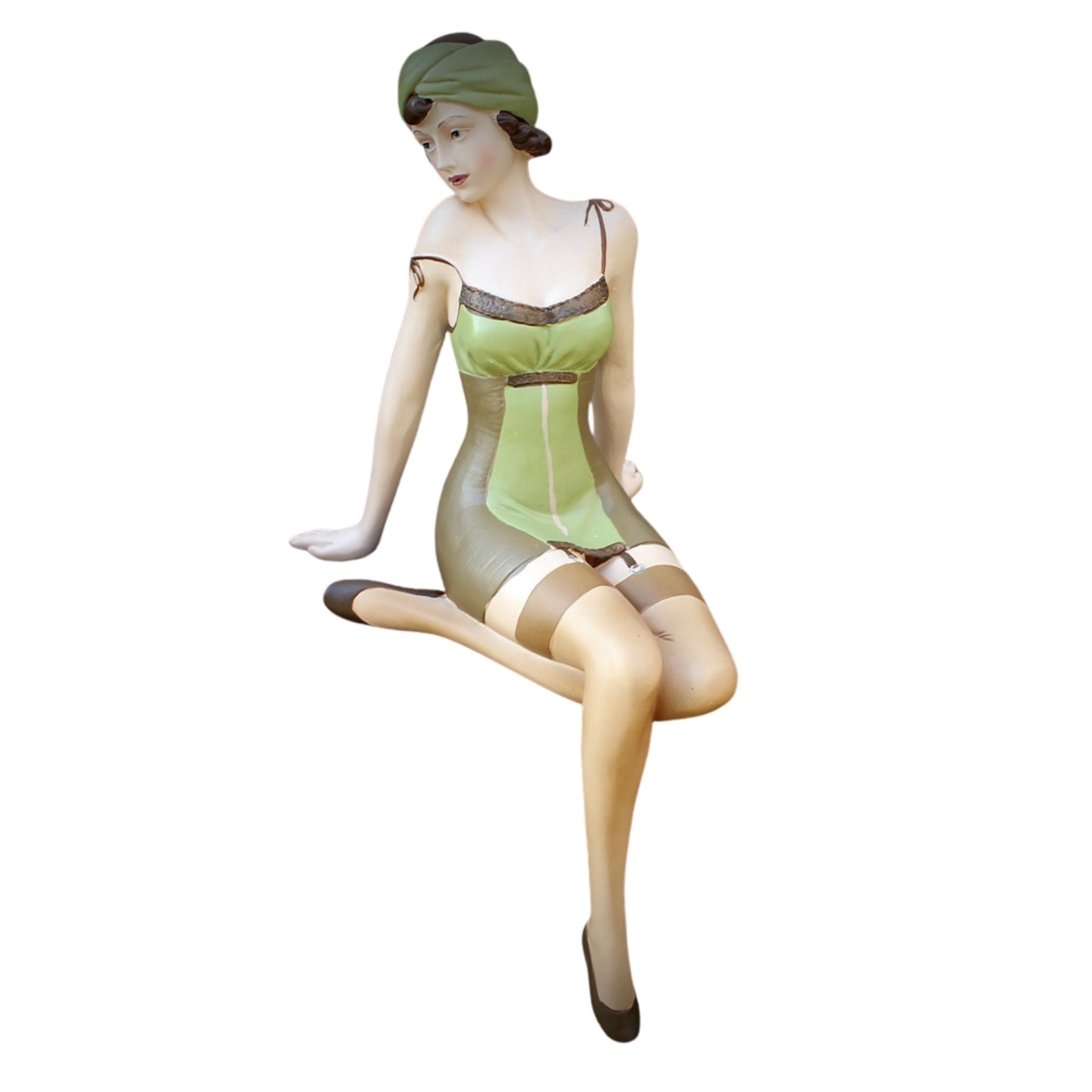 Retro Kantenhocker Dame Nostalgie Figur 29 cm