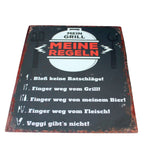 Shabby Blechschild Grillregeln Wanddeko