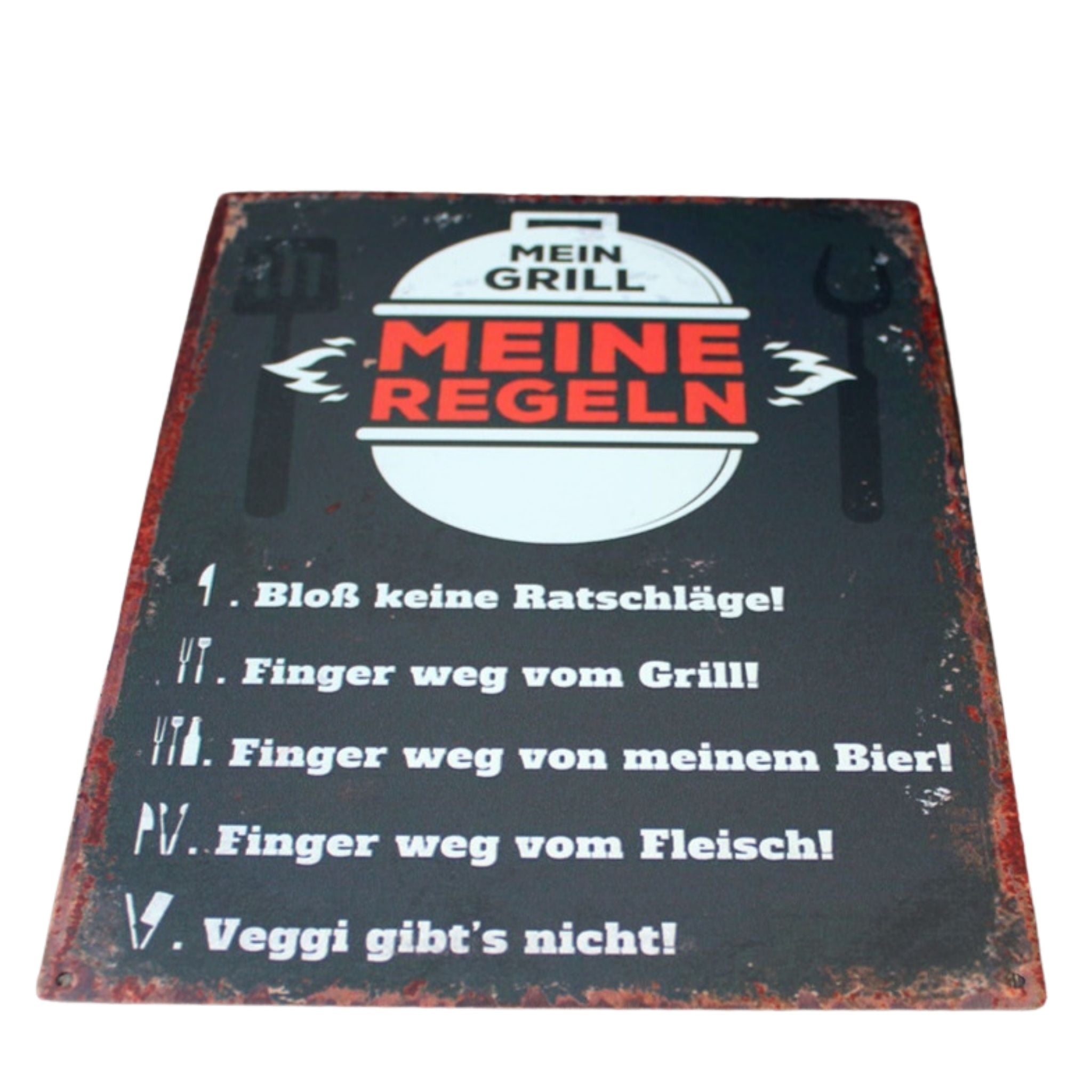 Shabby Blechschild Grillregeln Wanddeko