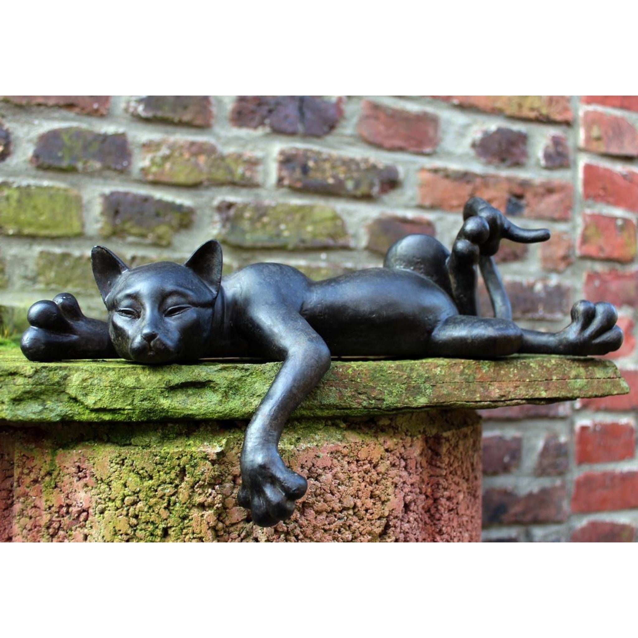 Dekofigur Katze schlafend Vintage-Anthrazit 36 cm
