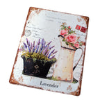 Shabby Blechschild Kanne Rosen Lavendel 33x25cm