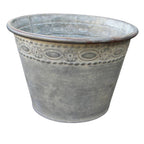 Zink Pflanzkübel Relief-Rand Vintage-Stil 22cm