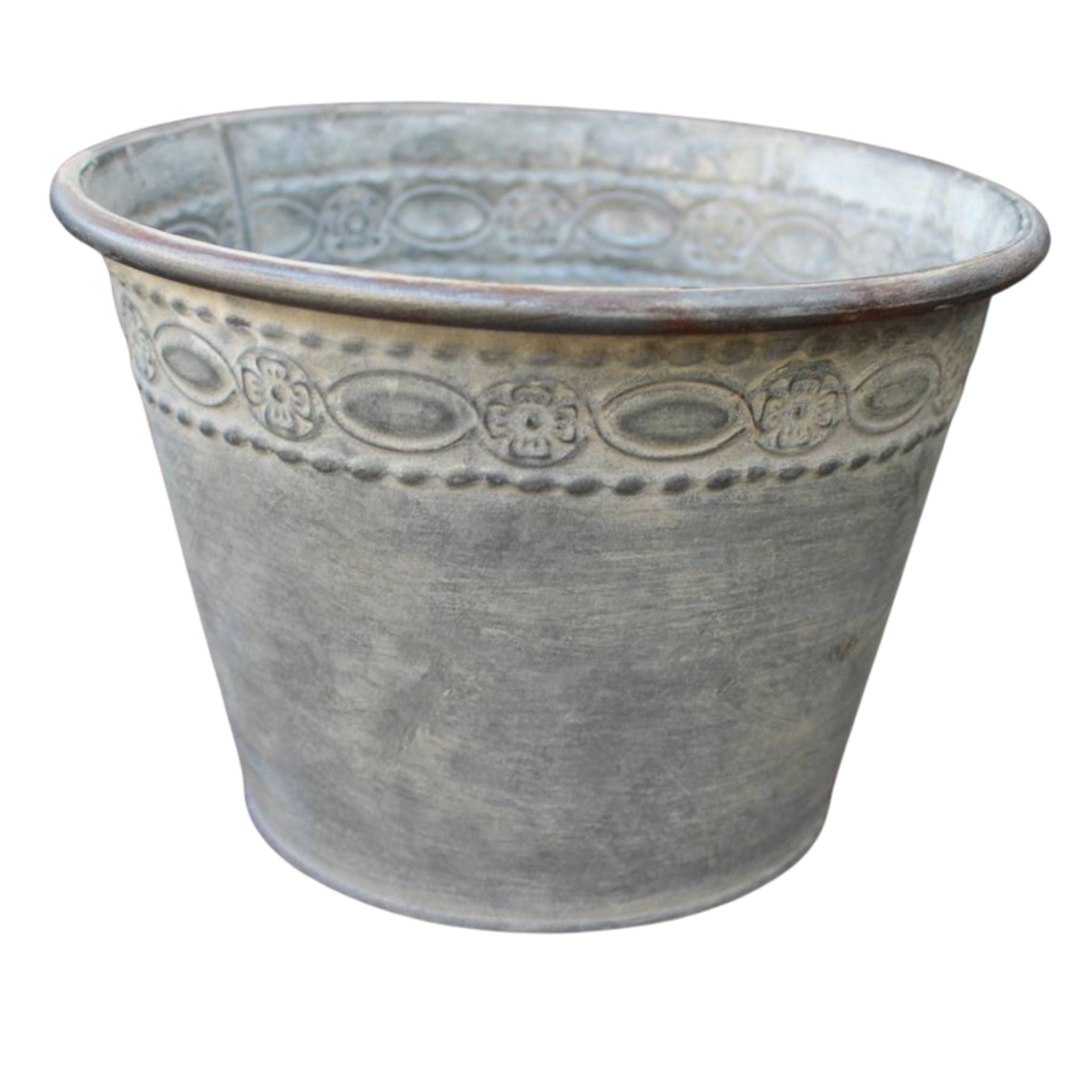 Zink Pflanzkübel Relief-Rand Vintage-Stil 22cm