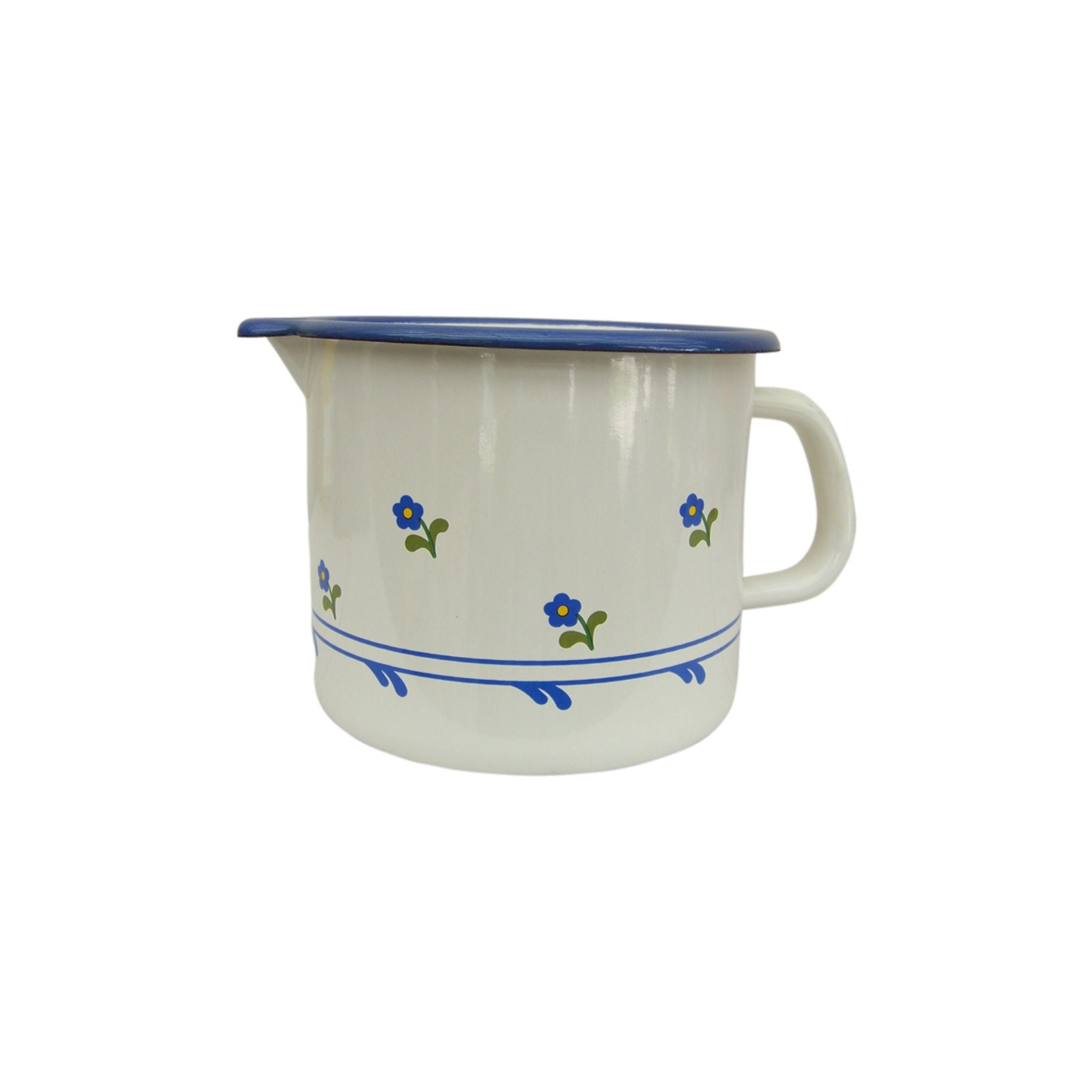 Emaille Milchtopf Blümchen im Landhausstil 1L