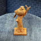 Gartenfigur Vogel auf Ast Edelrost