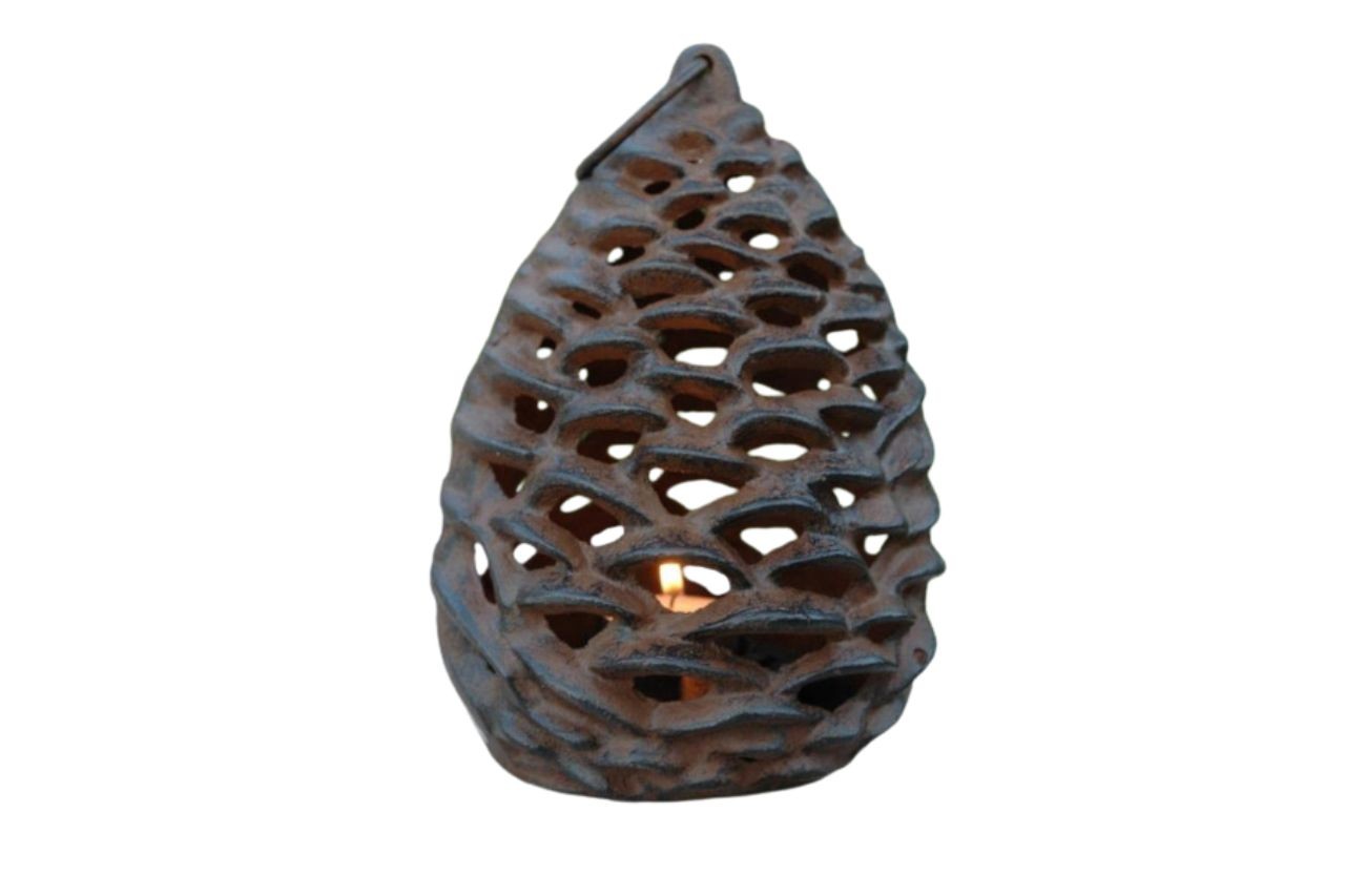 Windlicht Tannenzapfen groß Gusseisen H19cm Landhausstil