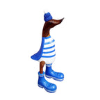 Dekofigur Bade-Ente mit blauer Mütze Bambus 28,5 cm