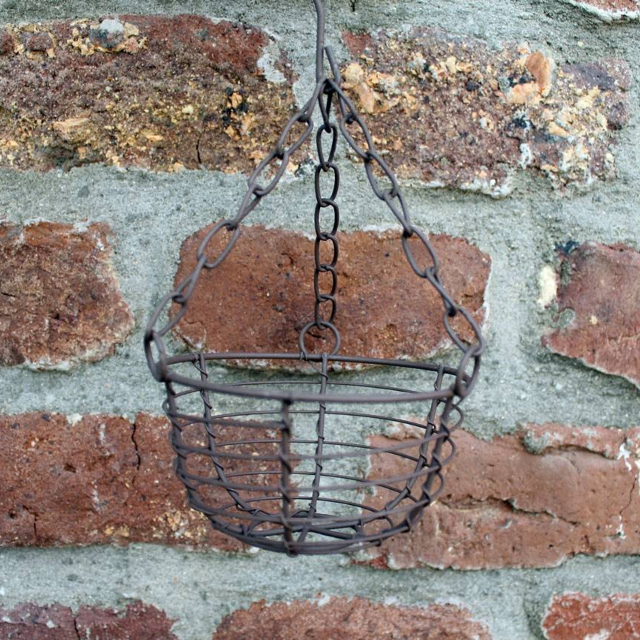 Mini Hängekorb Metall Vintage Rost-Optik 20cm