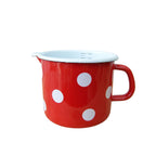 Emaille Milchtopf Rot Weiß gepunktet 1L im Retro-Look