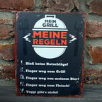 Shabby Blechschild Grillregeln Wanddeko