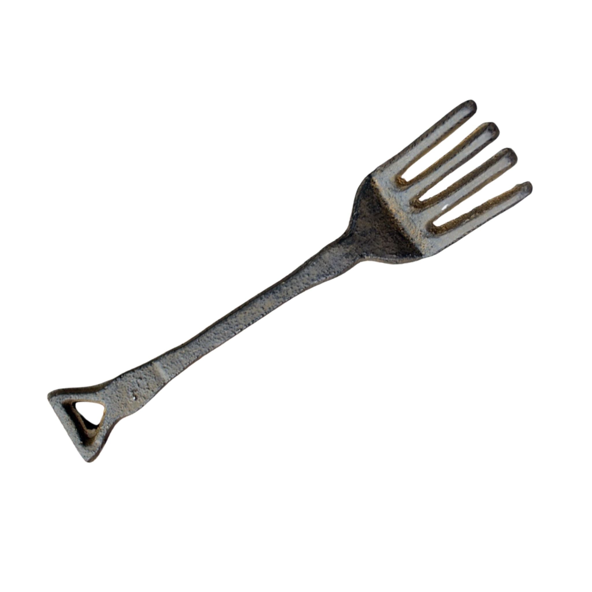 Nostalgische Deko-Gabel aus Gusseisen, 20 cm, antikbraun
