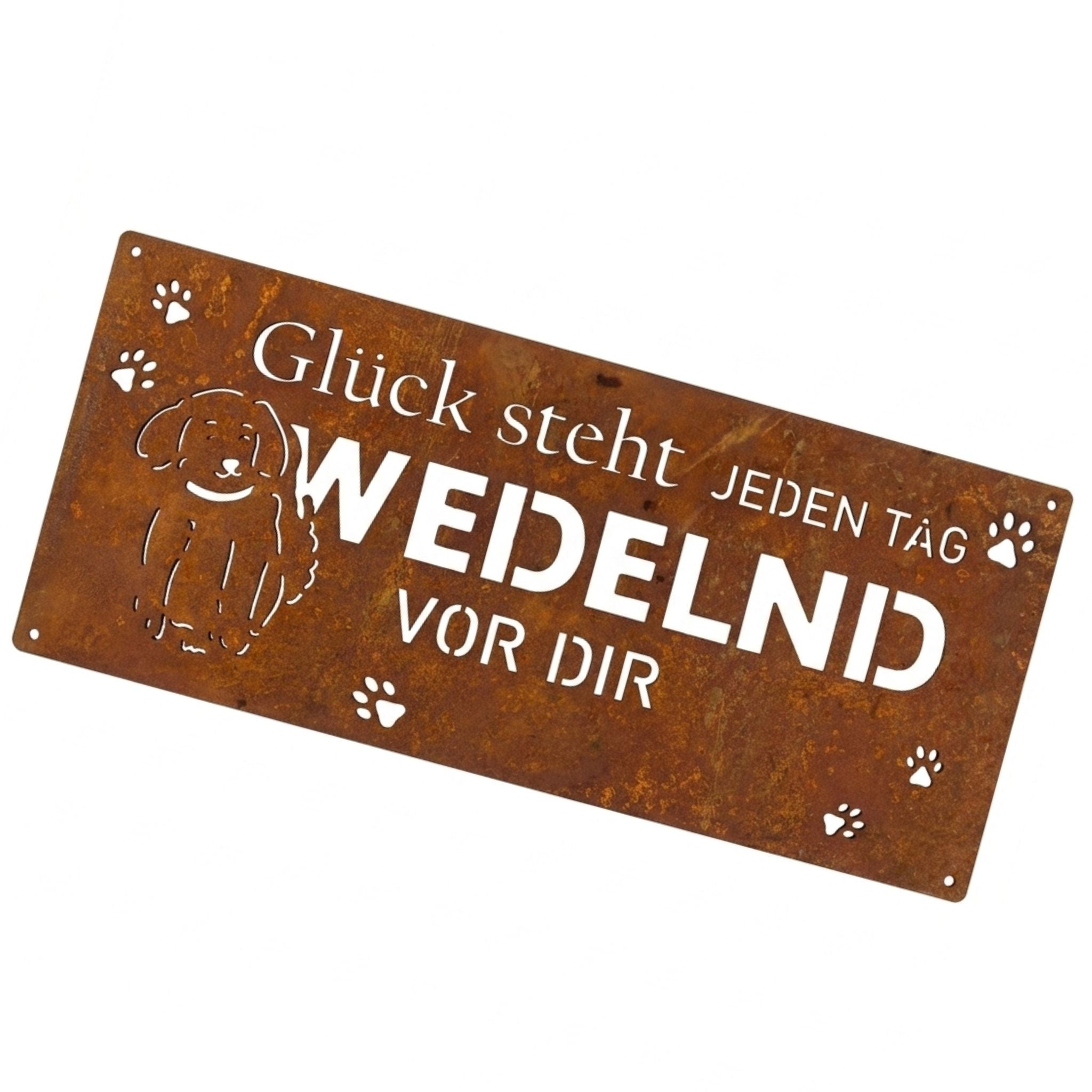 Rostschild Hund Glück steht wedelnd Garten 40cm