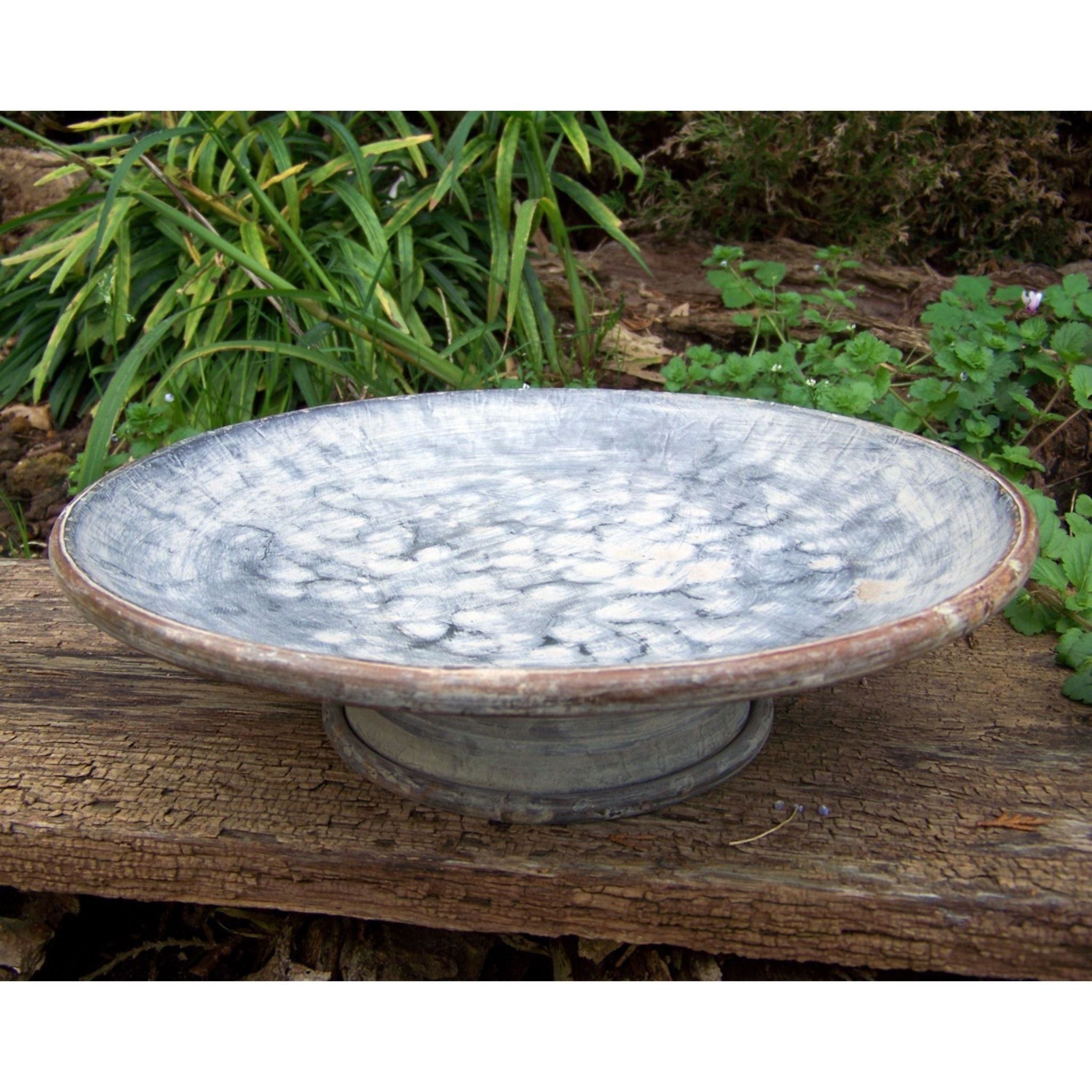 Zink Dekoteller Shabby-Stil auf Fuß D32 cm
