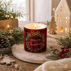 Kerze Weihnachts Plaid rot H9cm