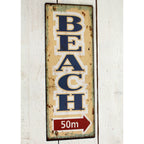 Metallschild Beach Strand 50m Dekoschild Nostalgie Antikstil Wanddeko