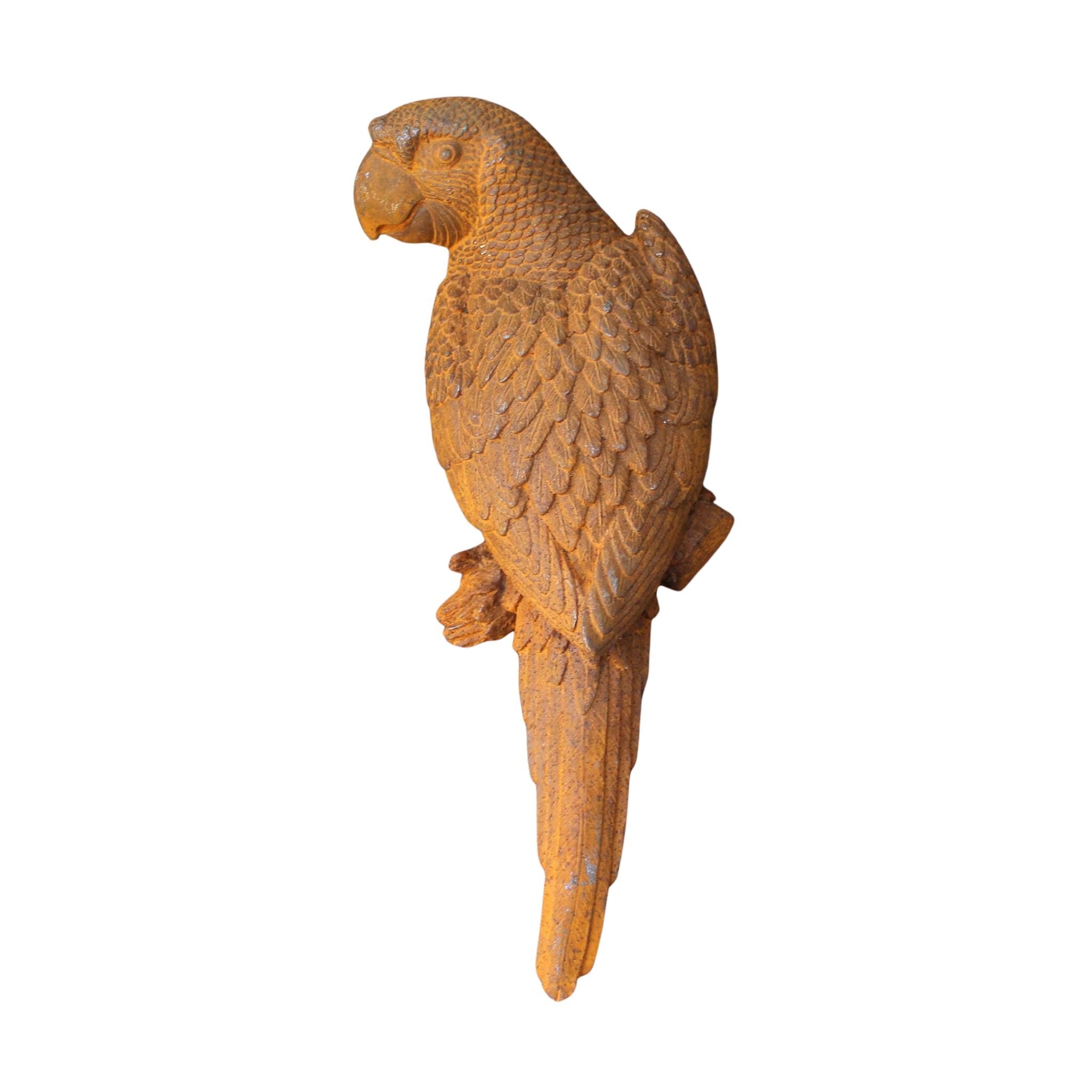 Gartenfigur Papagei Edelrost Vintage-Stil Wanddeko 28cm
