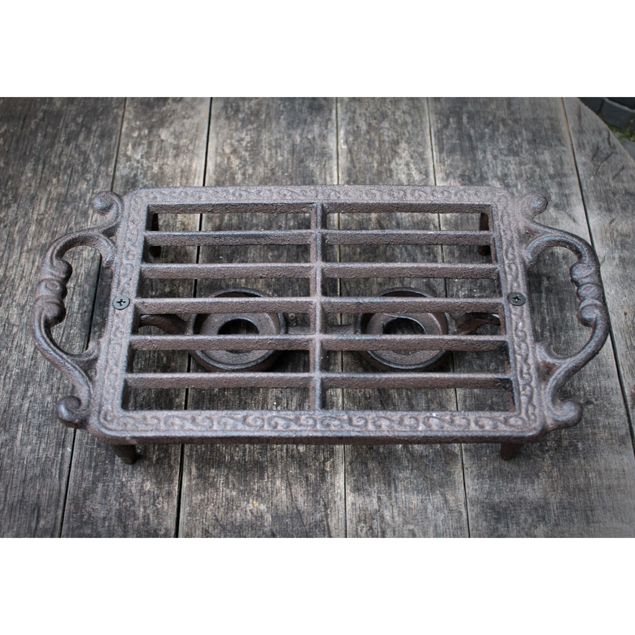 Rechaud Stövchen Gusseisen Antikbraun Landhausstil 29cm