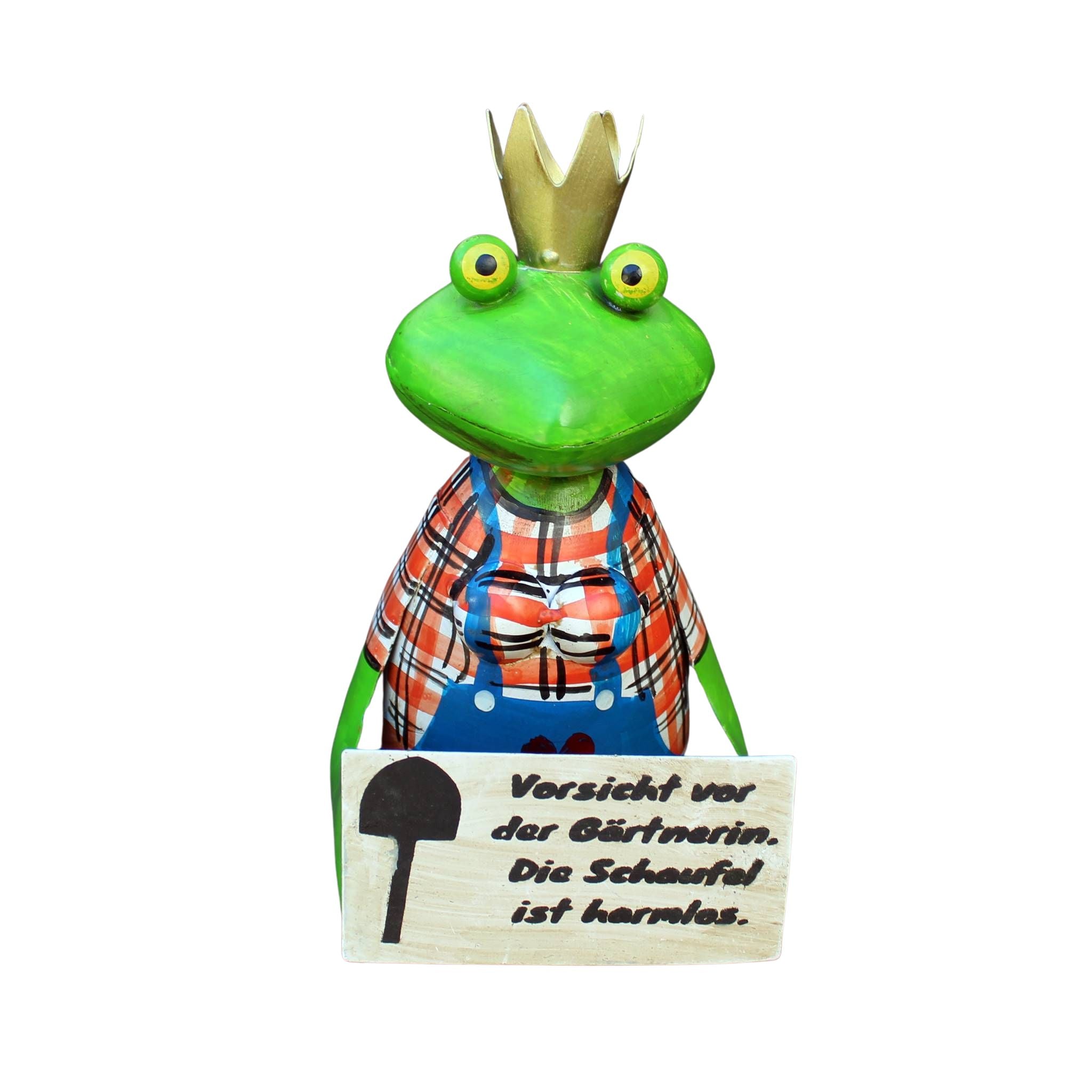 Zaunhocker Frosch Gärtnerin Metall handbemalt Figur 21,5 cm