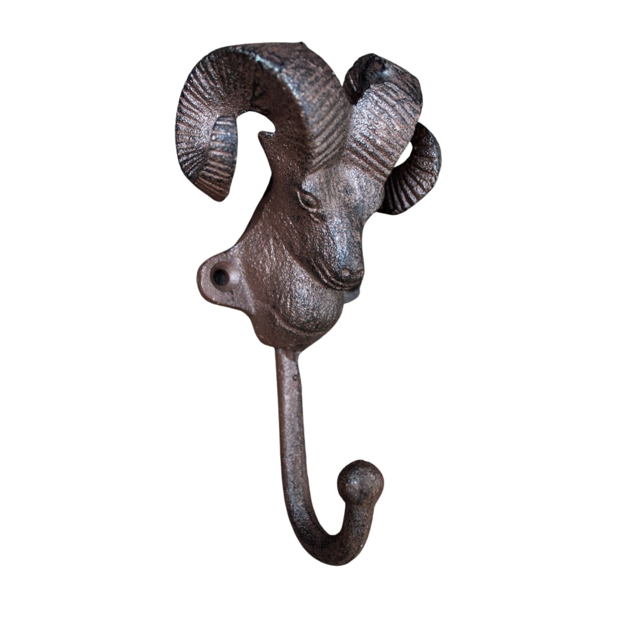 Gusseisen Wandhaken Widder Bock Alpen-Stil Antikbraun