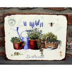 Shabby Blechschild Lavendel Gießkanne Blumentopf