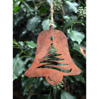 Christbaumschmuck Glocke aus Edelrost mit Tannenbaum 12,5 cm