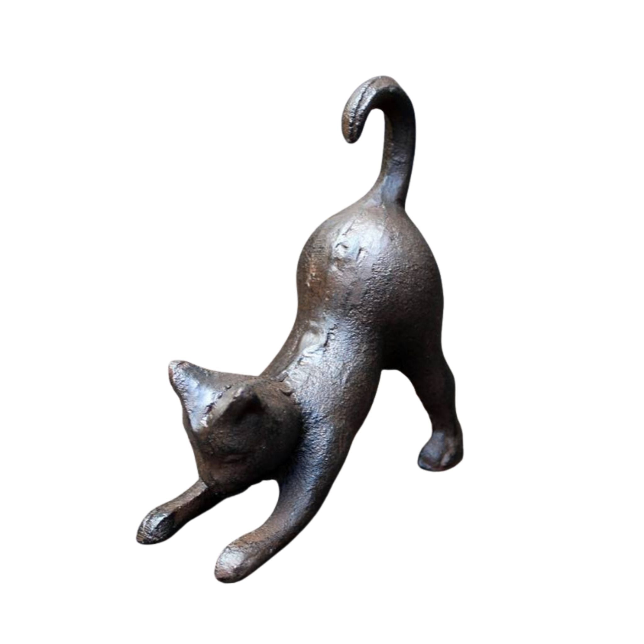 Dekofigur Katze Gusseisen Antikbraun Nostalgie 11cm