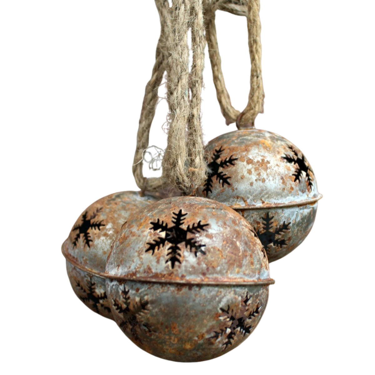 Dekoglocken Rost 3er Set mit Schneeflocken 8 cm