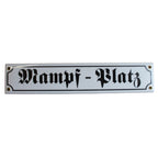 Emaille Schild Mampf-Platz Weiß Schwarz 40x8cm