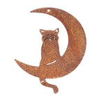 Gartenfigur Katze im Mond Edelrost
