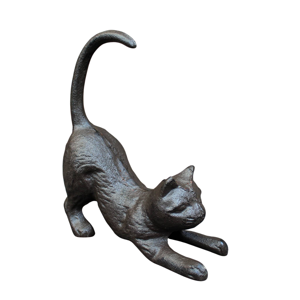 Spielende Katze Dekofigur Gusseisen antikbraun H17cm