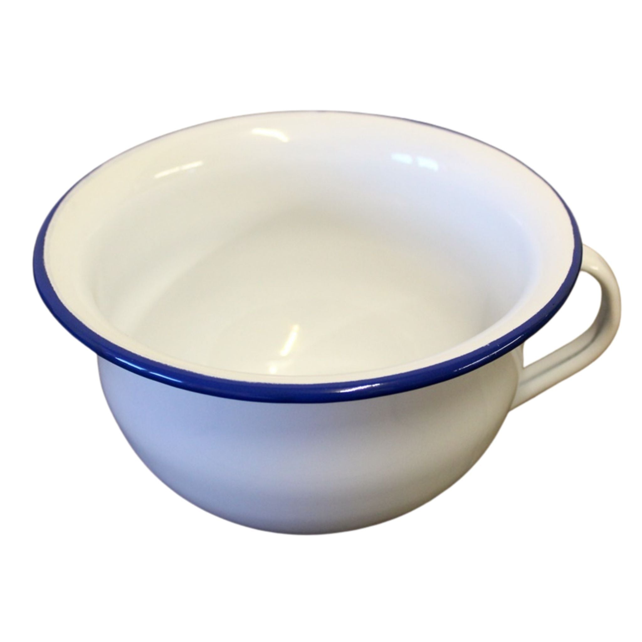 Emaille Nachttopf Weiß Blau im Nostalgie-Stil 18cm