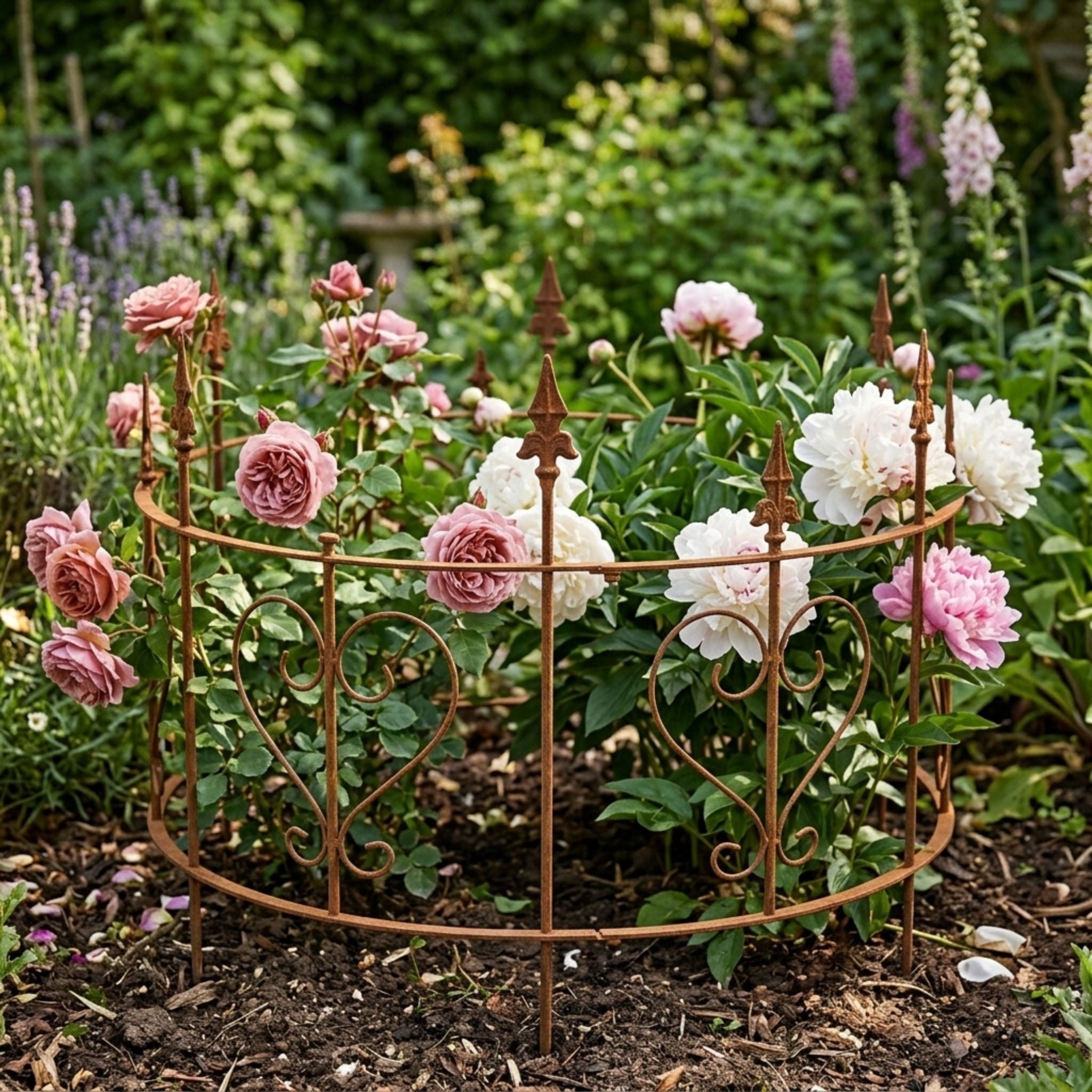 Rankgitter rund Edelrost mit Lilien 77x65 cm (3-teilig)