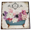 Shabby Blechschild Blumen Bad Dekoschild