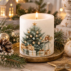 Kerze groß Weihnachtsengel mit Christbaum 10 cm