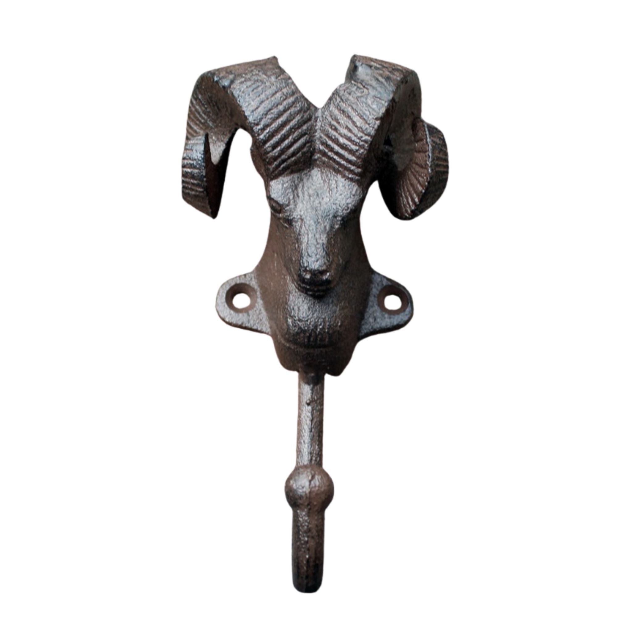 Gusseisen Wandhaken Widder Bock Alpen-Stil Antikbraun