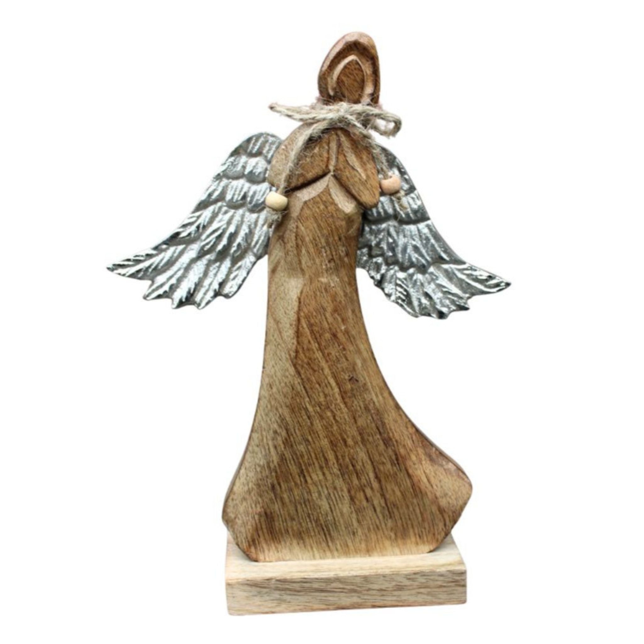 Engelfigur Holz auf Sockel Weihnachtsfigur H26cm