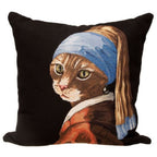 Gobelin Kissen Katze mit Perlenohrring incl Füllung