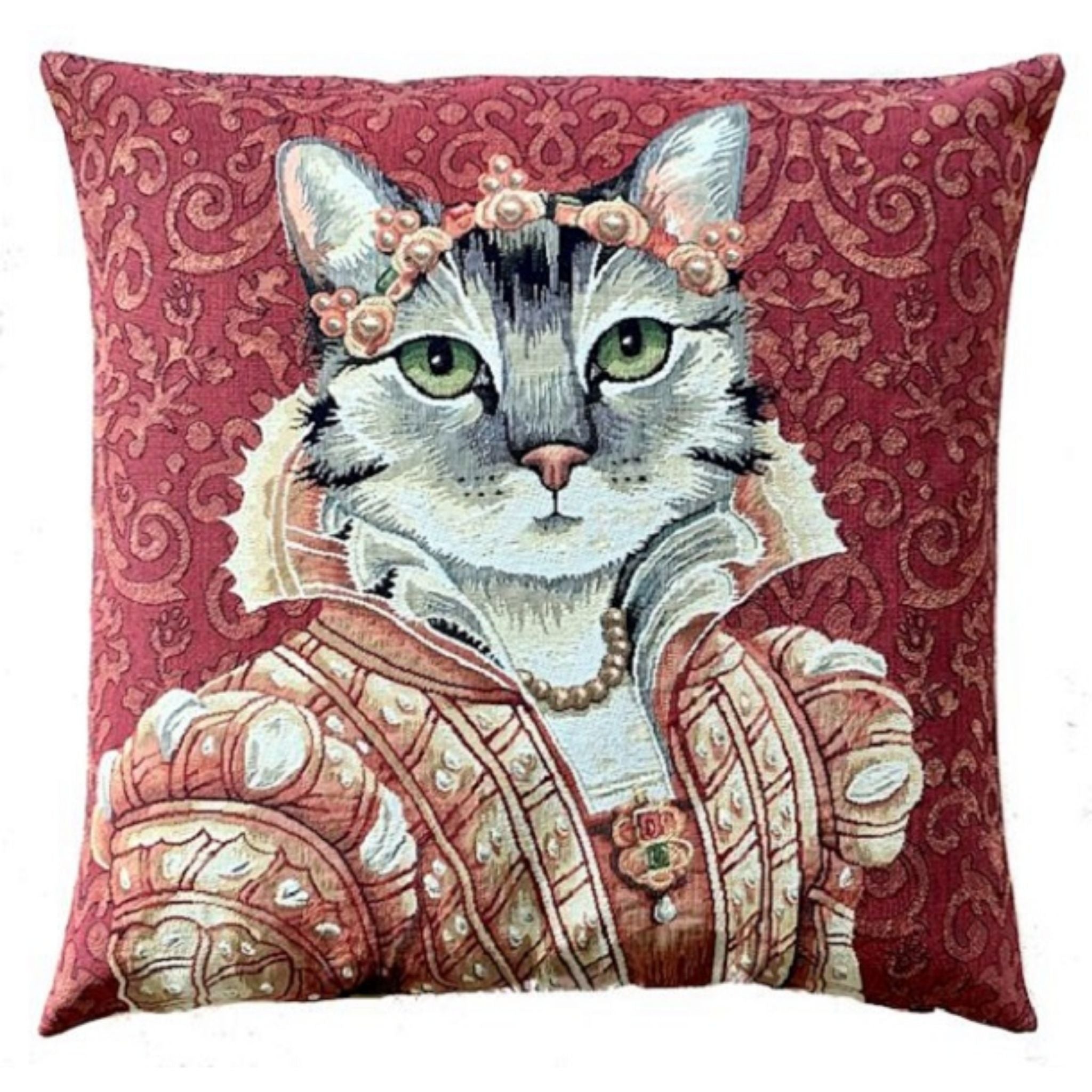 Gobelin Kissen Herzogin Katze Zierkissen 45x45cm