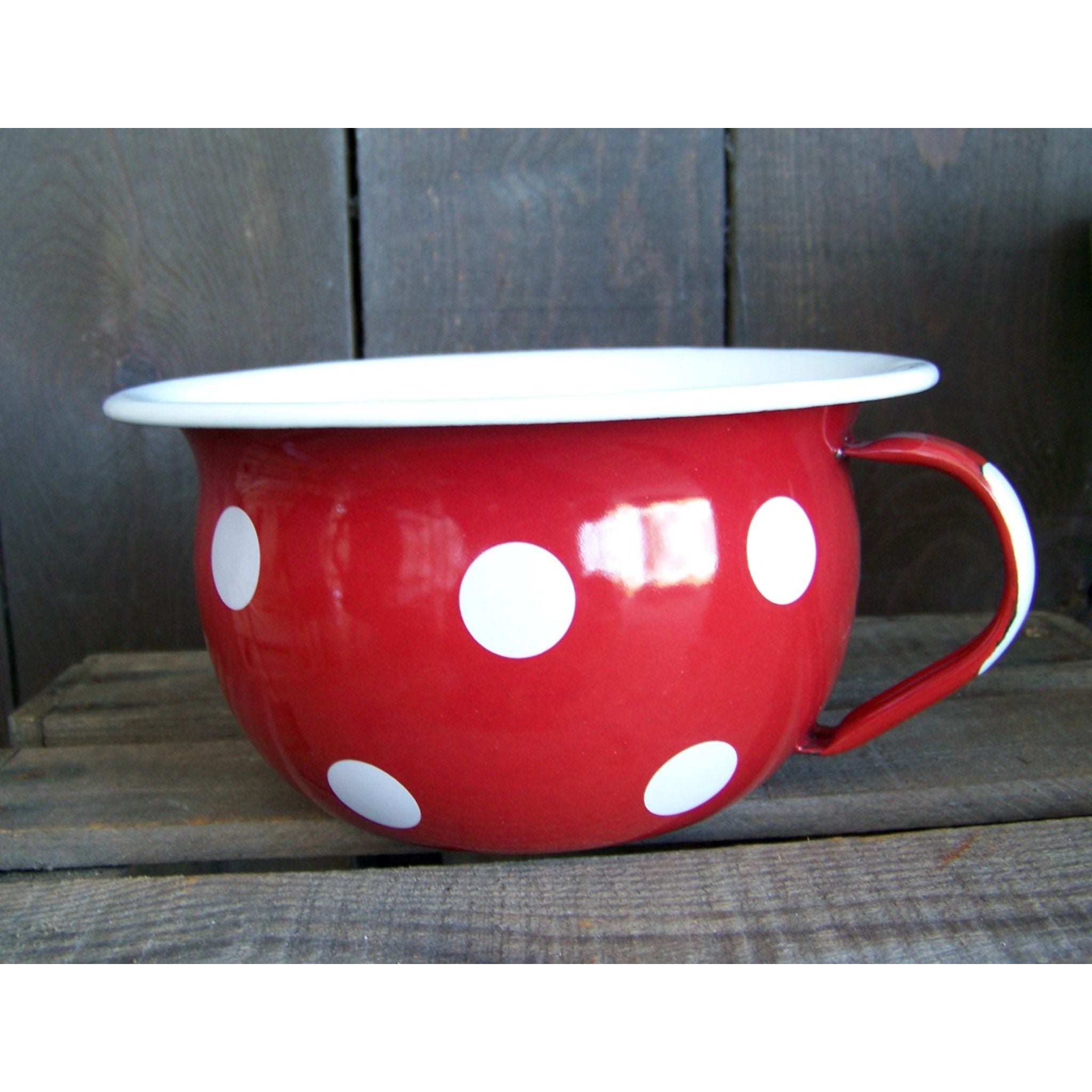 Emaille Nachttopf Rot Weiß gepunktet Vintage 18 cm