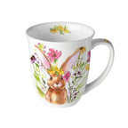 Porzellan Tasse Hasenmädchen mit Blumenkranz Ostern 0,4L