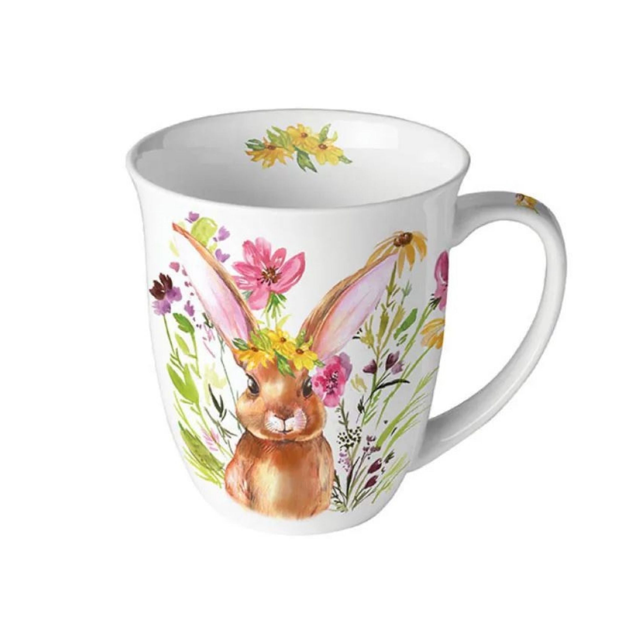 Porzellan Tasse Hasenmädchen mit Blumenkranz Ostern 0,4L
