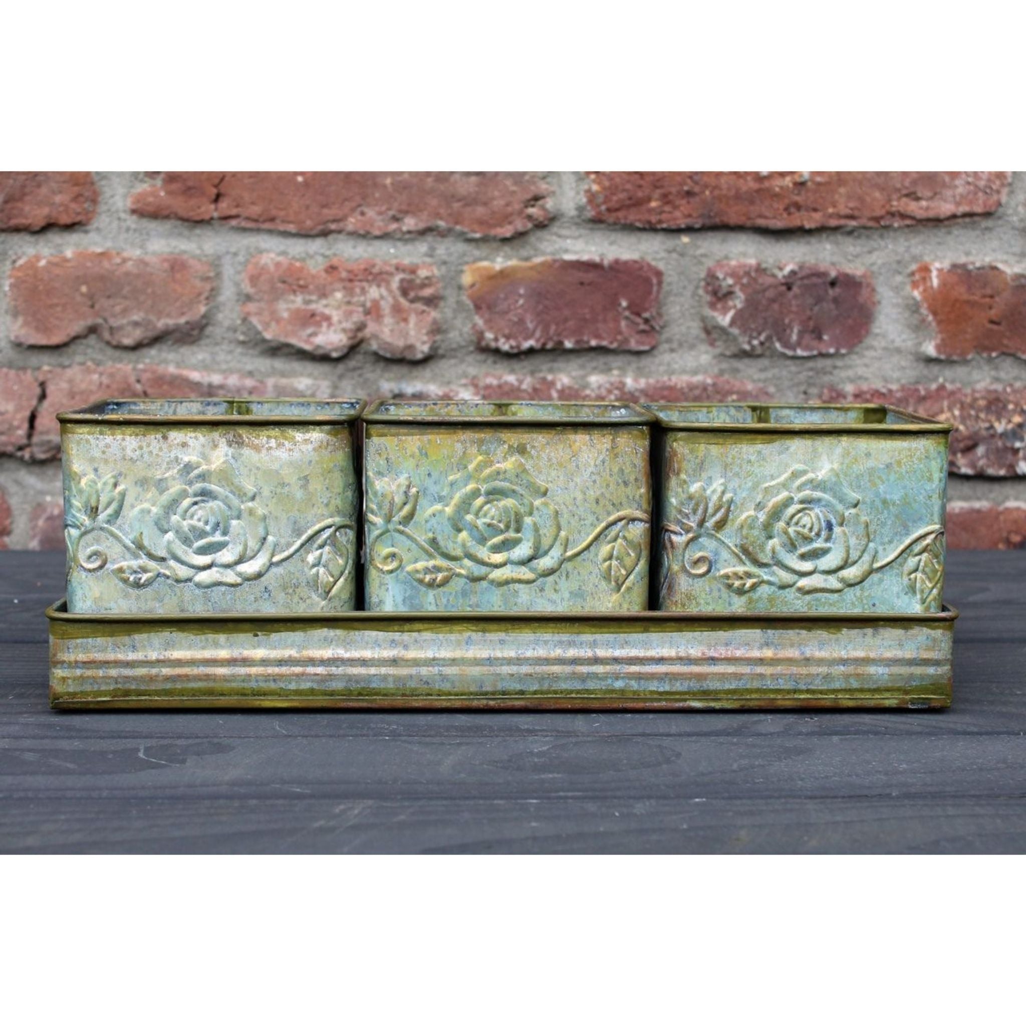 3er Set Nostalgie Blumentöpfe