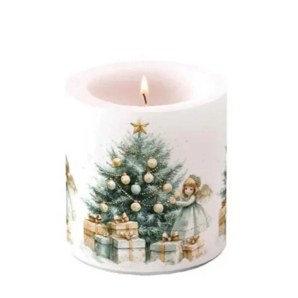 Kerze Weihnachtsengel mit Christbaum 9 cm
