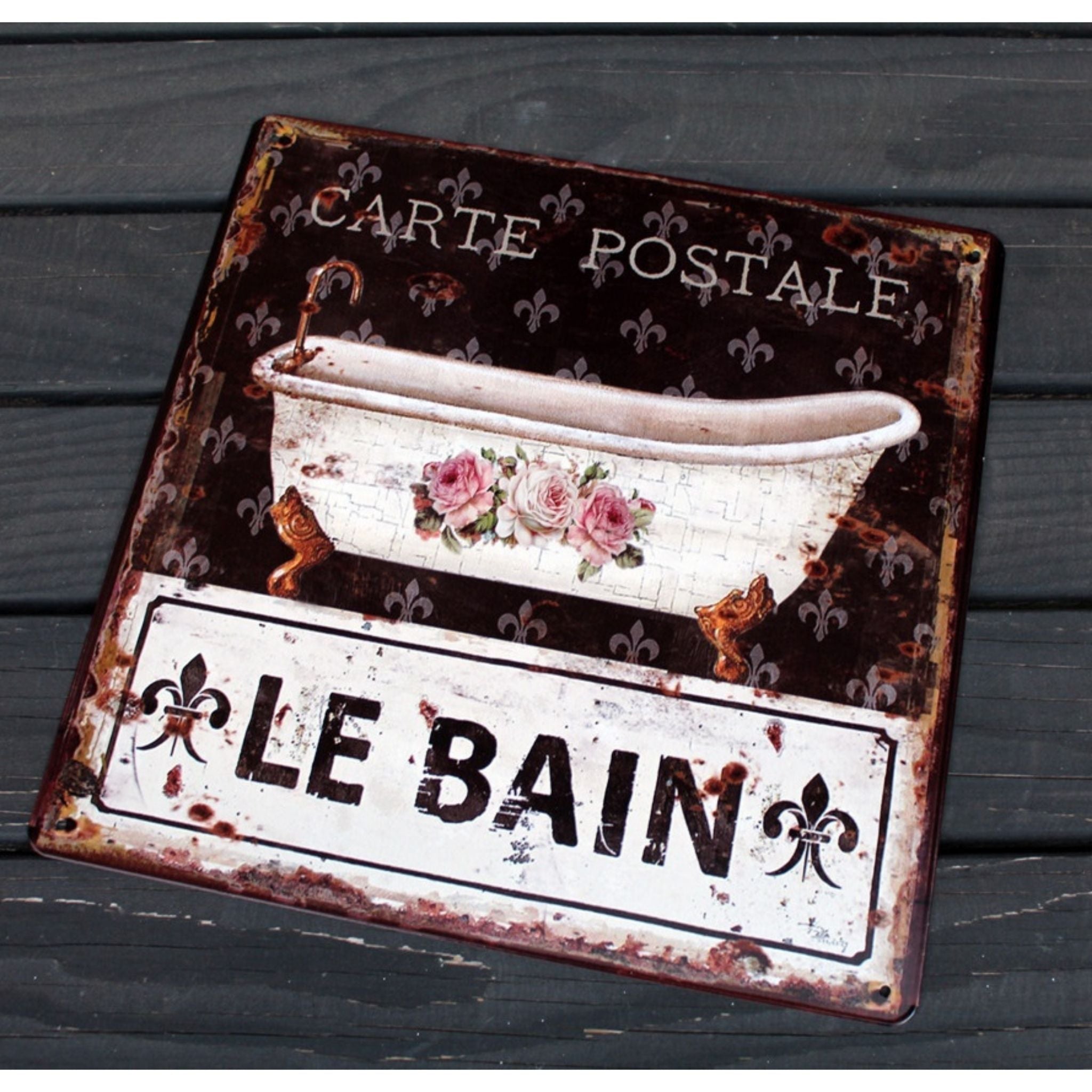 Shabby Blechschild Badewanne Antikstil Bad Retro Le Bain